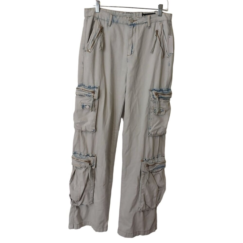 Blanknyc Denim Cargo Jeans Light Blue Wash Size 28 Pockets Distressed NWT #B2 - Picture 1 of 9